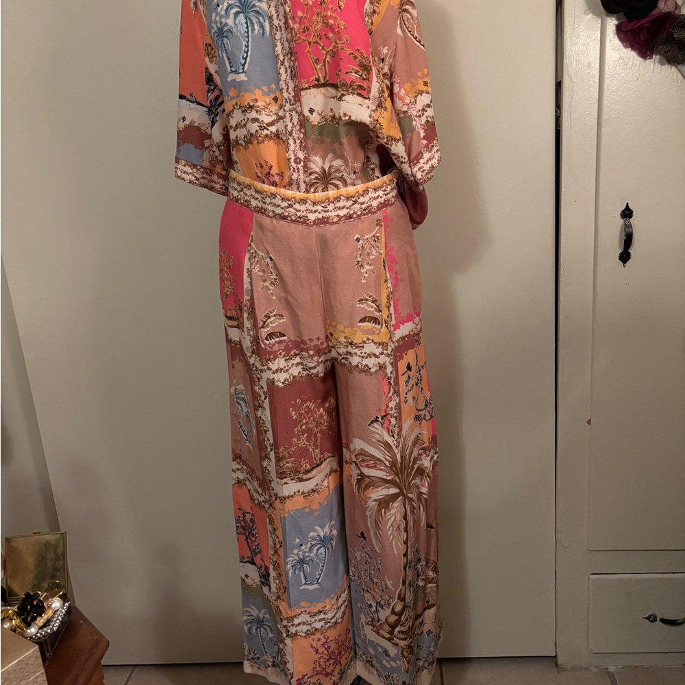 Tropical Print Jumpsuit Ranna gill linen & viscoce